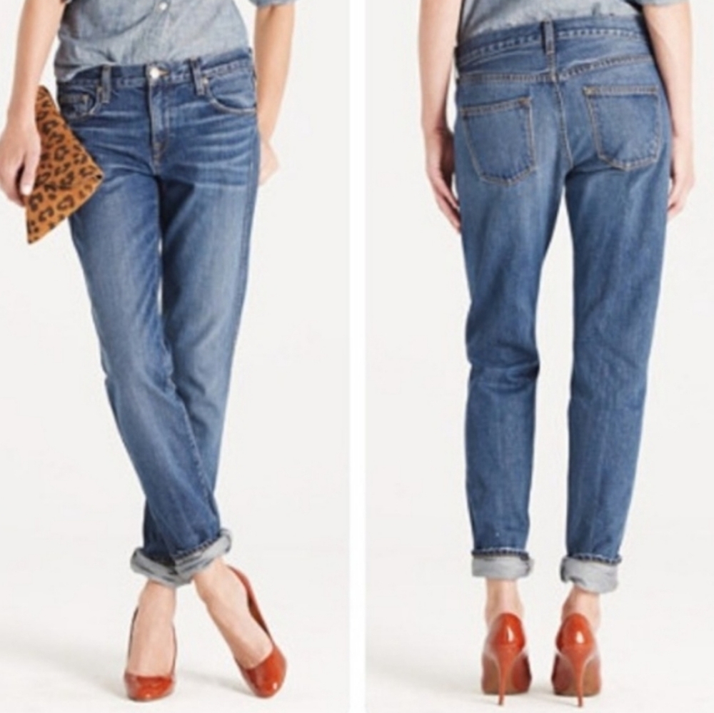 J. Crew Mid Wash Blue Boyfriend Jeans